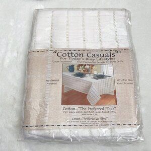 Cotton Casuals White Oblong Tablecloth